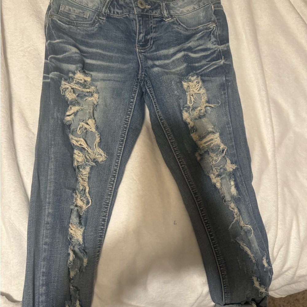 21 Black distressed loose fitting jeans (have size 1/2 and size 3/4)
